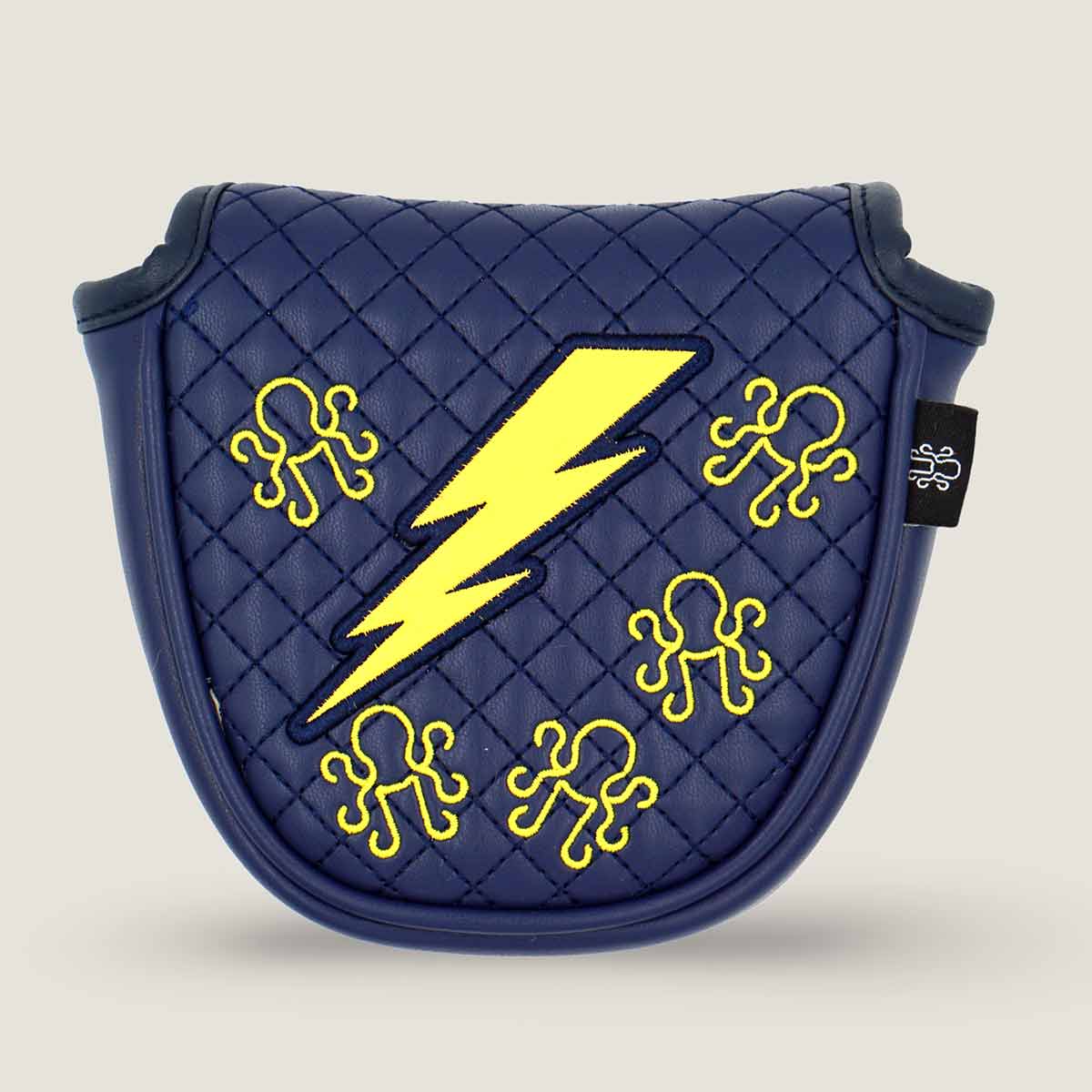 Navy Blue Mallet Putter Headcover with Lightning Design - Kraken Golf Limited Edition Cover