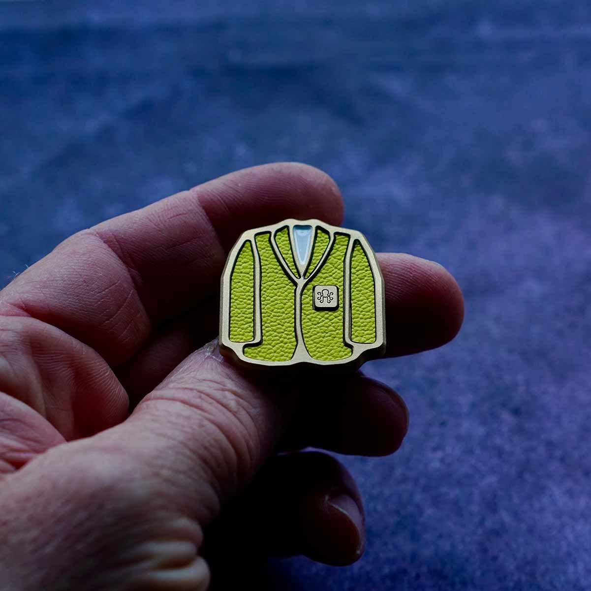 Happy Gilmore Golf Ball Marker - Brass with Yellow Leather Inlays | Kraken Golf Collector Drop