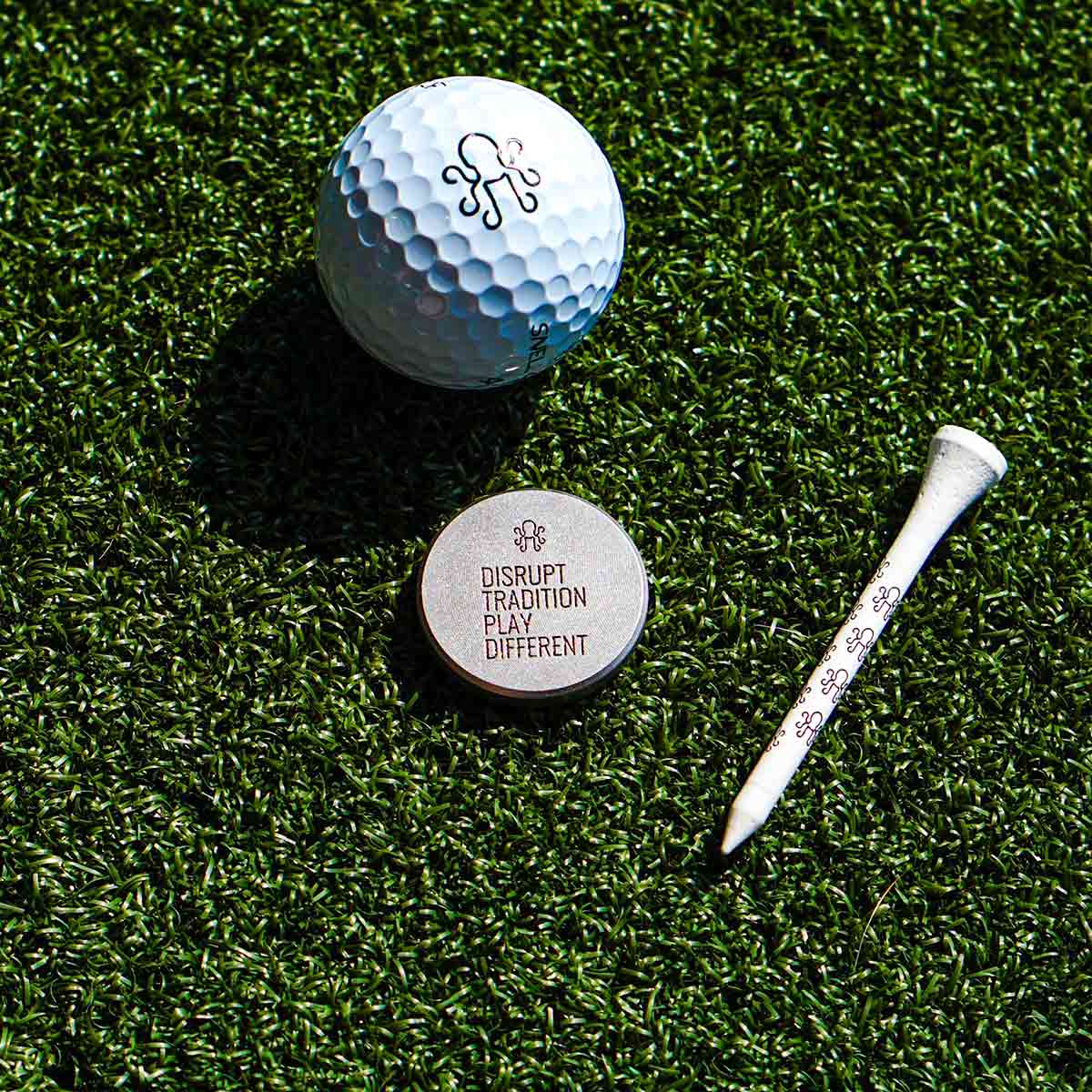 Satin stainless steel back of Kraken Shinkai marker with chamfered edge and engraving