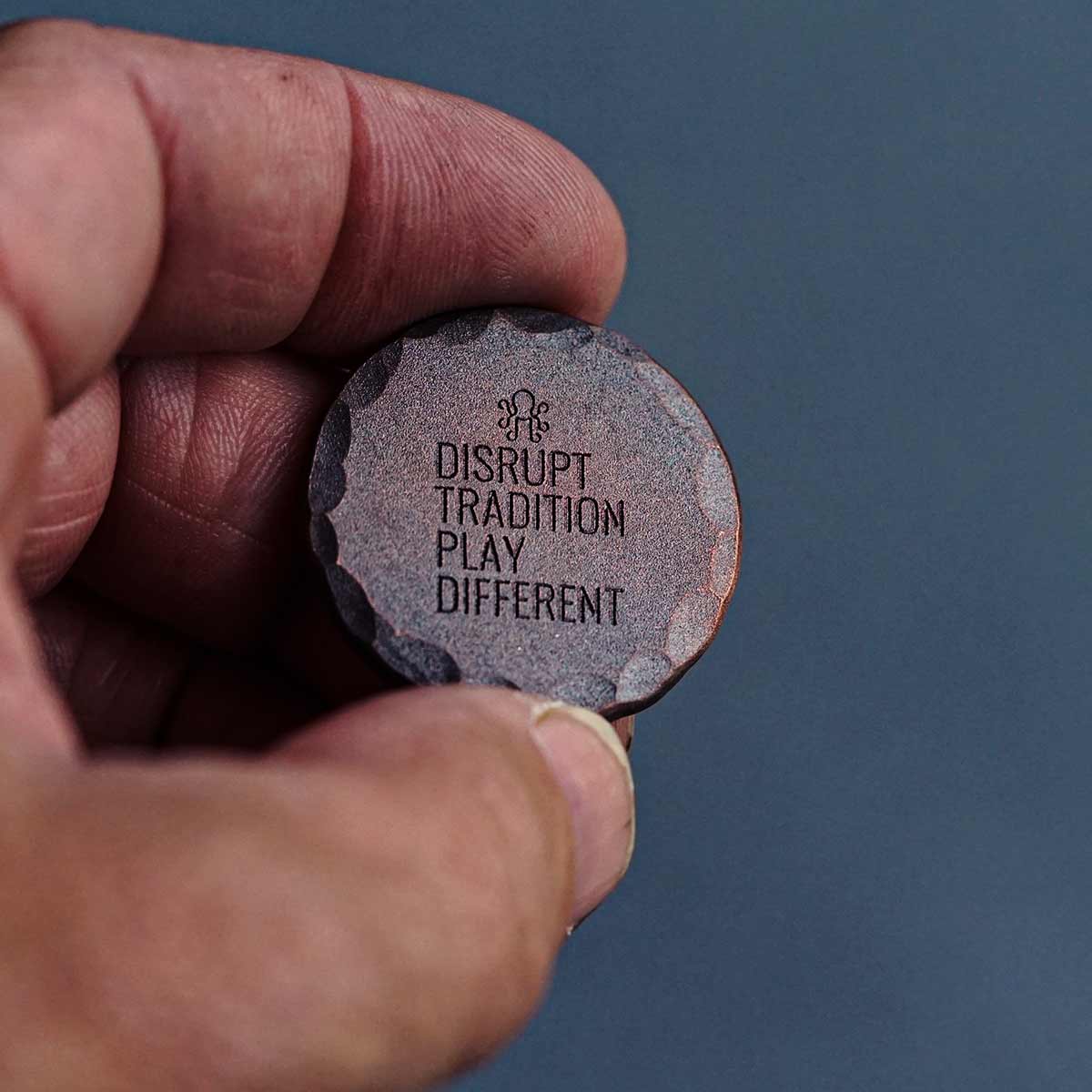 Luxury handcrafted copper golf marker forged from solid copper by Kraken Golf