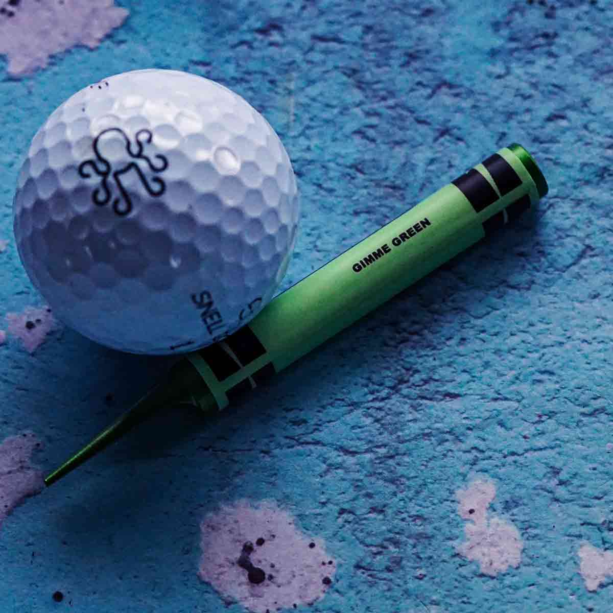 Gimme Green crayon pitch tool crafted by Kraken Golf