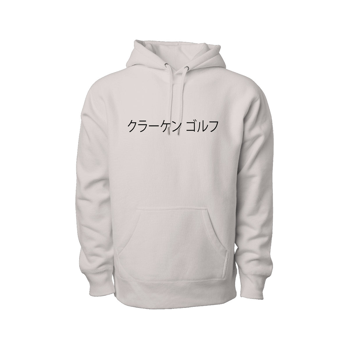 Kraken Japanese Script Hoodie in bone with bold black Japanese lettering on the chest