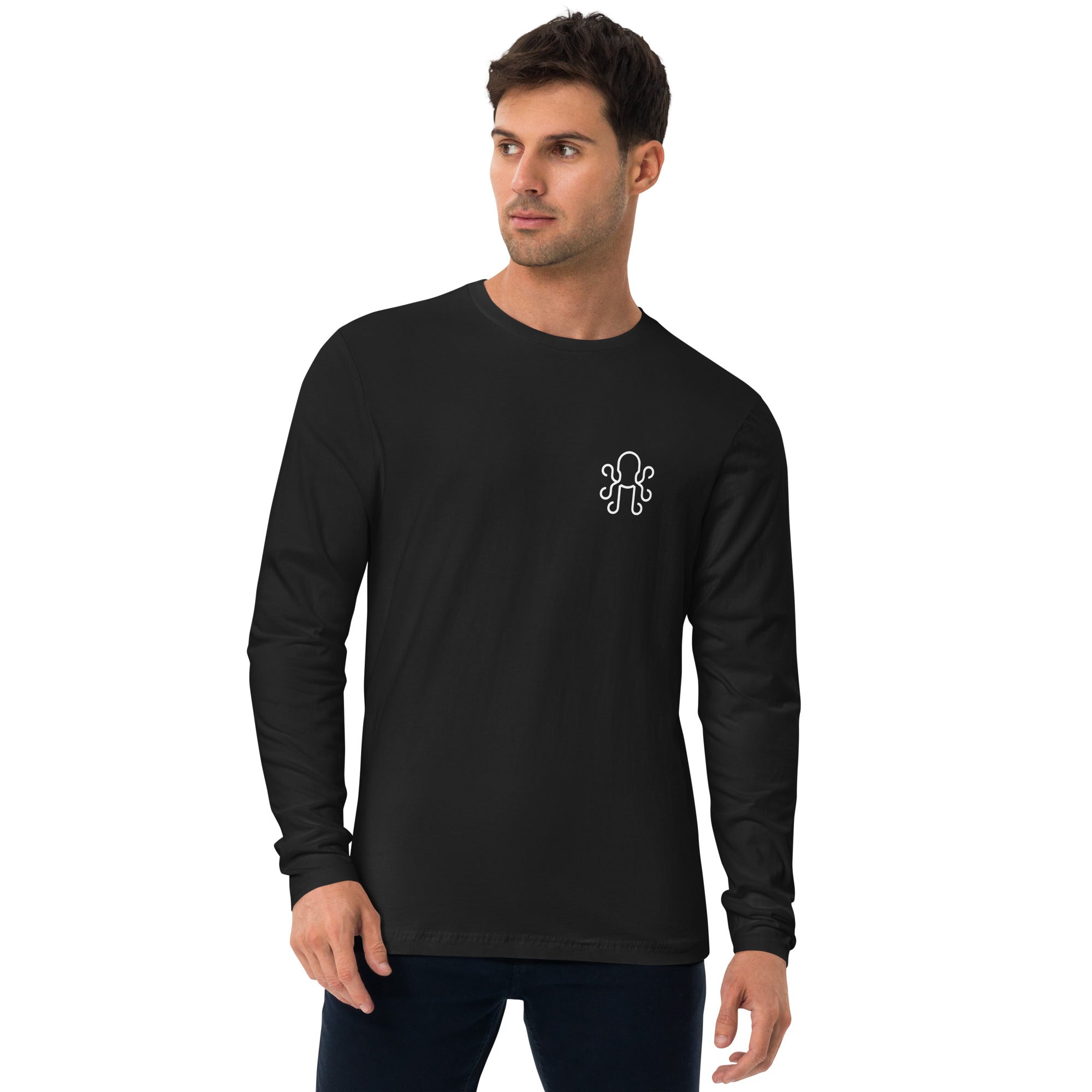 Release the Kraken - Black Long Sleeve Fitted Crew