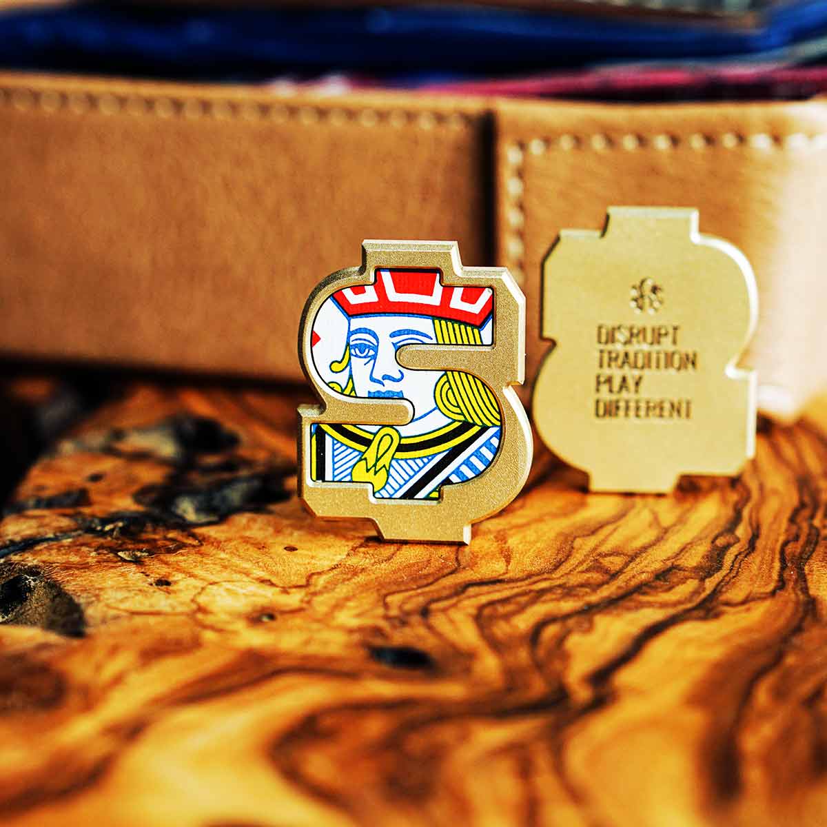 Playing Card Golf Ball Marker with Brass Money Inlay - Kraken Golf Limited Edition