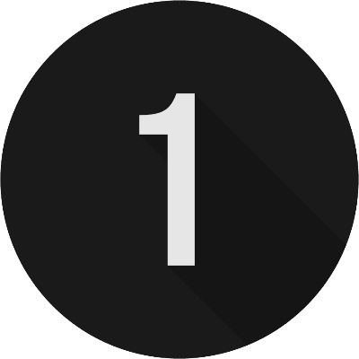 number 1 icon in white on a black circle