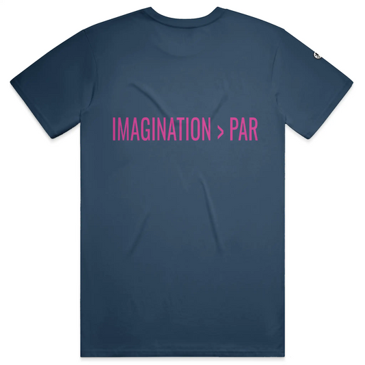 Navy Kraken Golf t-shirt back with hot pink IMAGINATION > PAR print