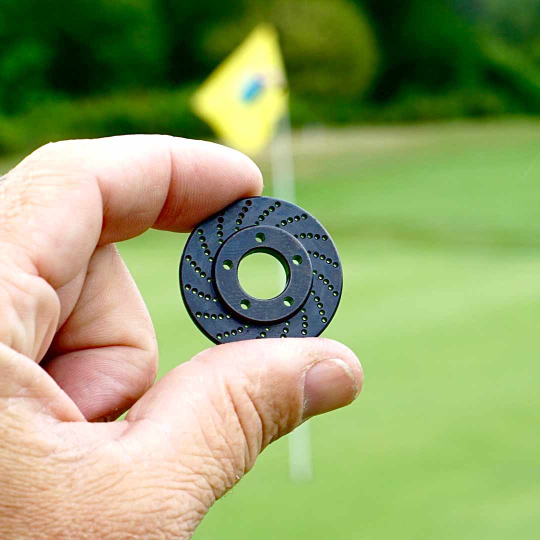 Rotor Golf Ball Marker - Black Oxide Carbon Steel | Kraken Golf