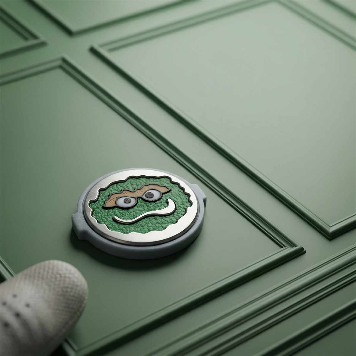 Blacklist 019 Den Lid Oscar Drift ball marker on green background front view