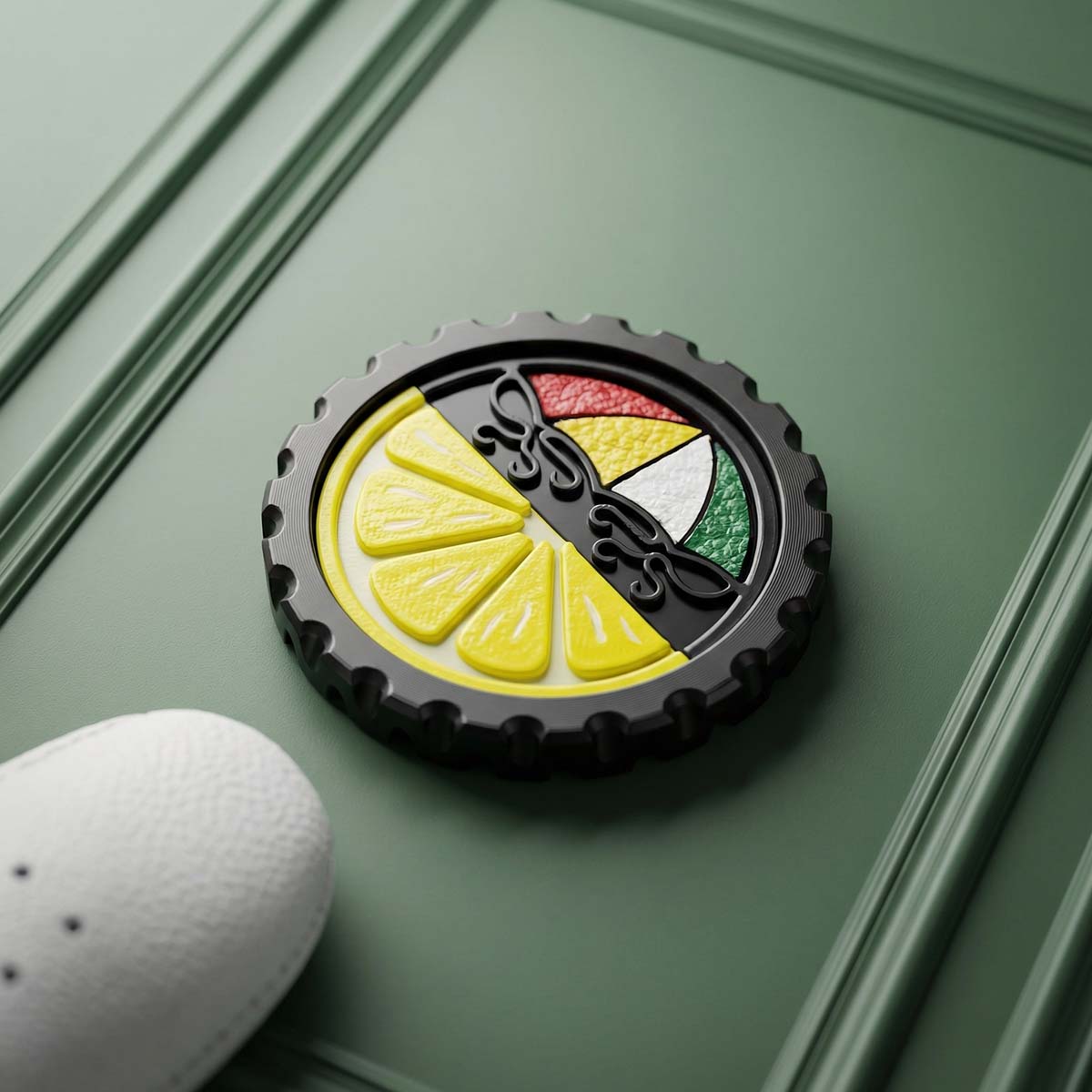 Blacklist ball marker front view in black nitride stainless