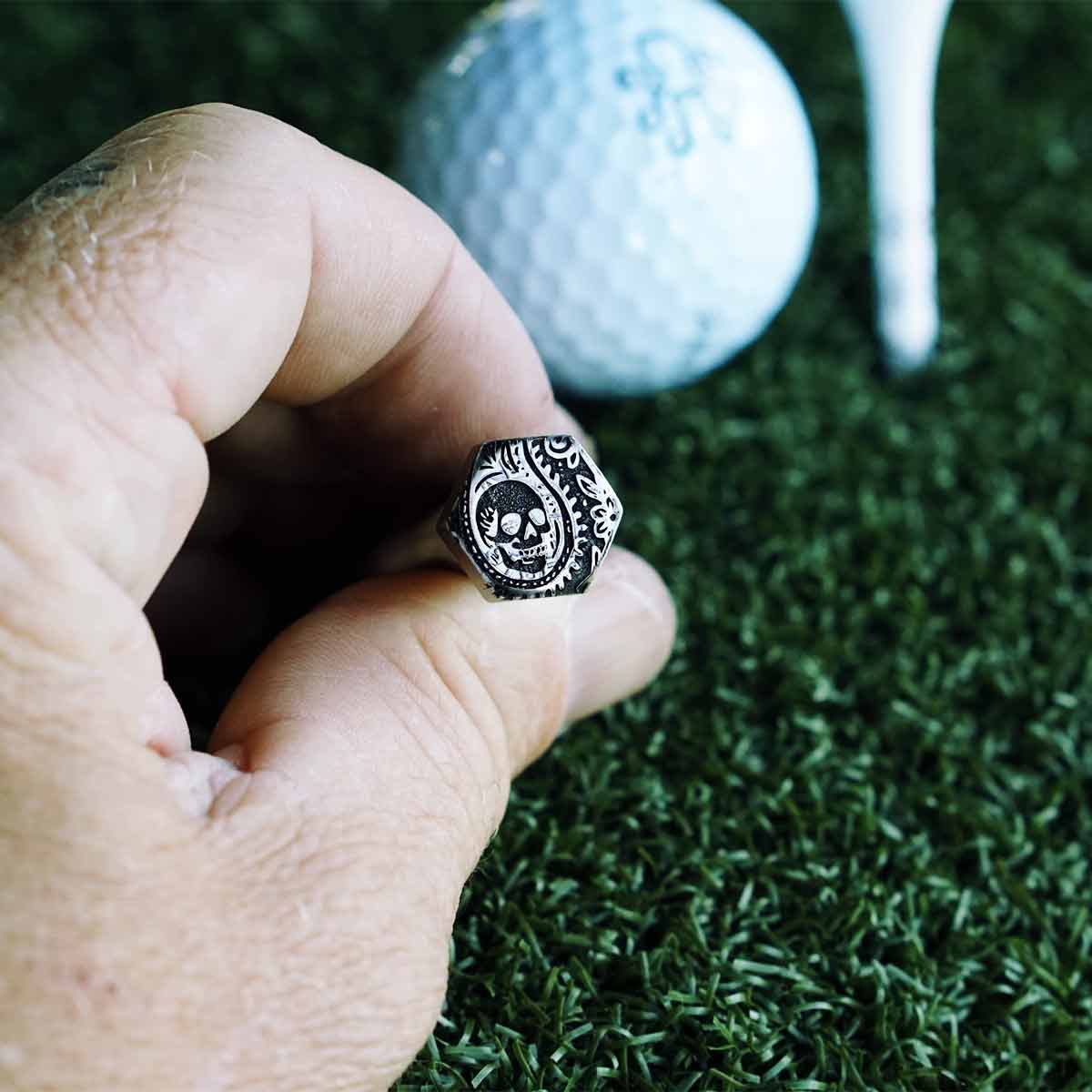 Blacklist Drop 007 Deadbolt divot tool with paisley skull engravings