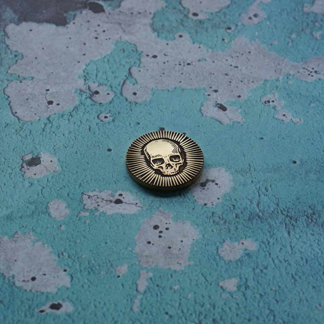 🔥 DEATH STARBURST Brass Golf Ball Marker - Skull & Starburst Design | Kraken Golf