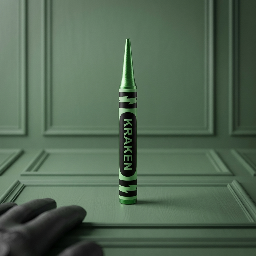 Green crayon pitch tool on a green background