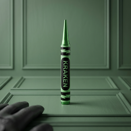 Green crayon pitch tool on a green background