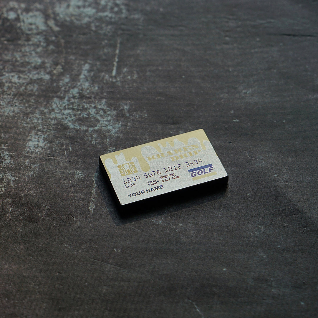 Gold Drip Credit Card Ball Marker Titanium Kraken Golf