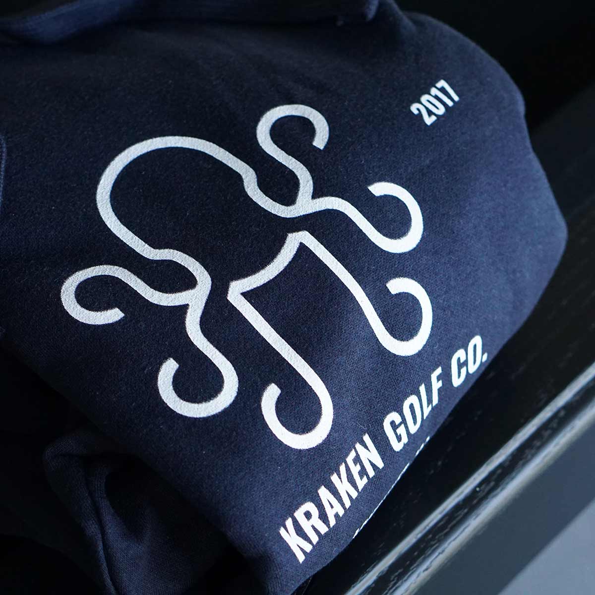 Kraken Classic Hoodie in navy with bold white lettering