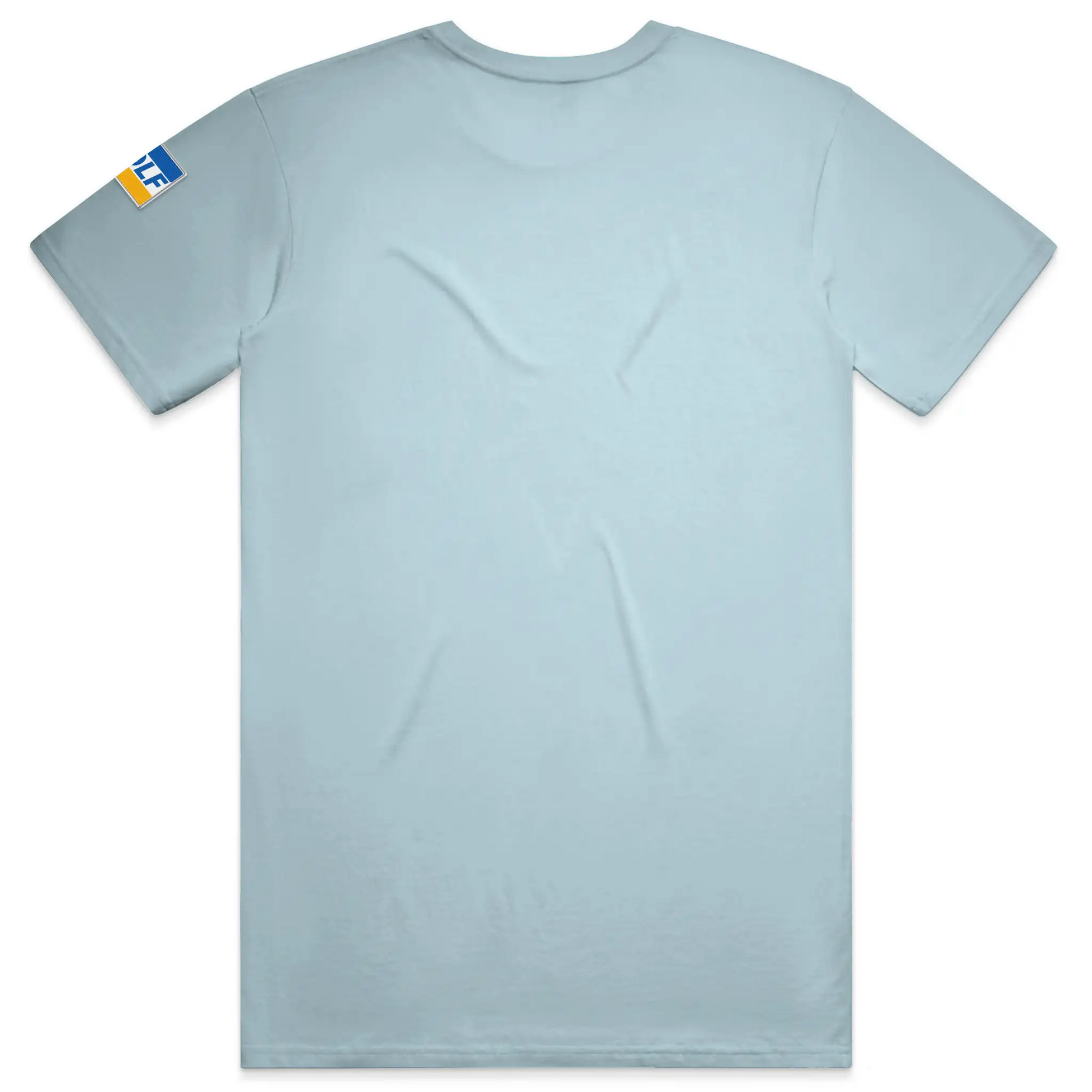 Comfort ColorsPro Shop Rejected Tee back view — intentionally blank Harbor blue premium golf t-shirt by Kraken Golf Co. Heavyweight T Shirt