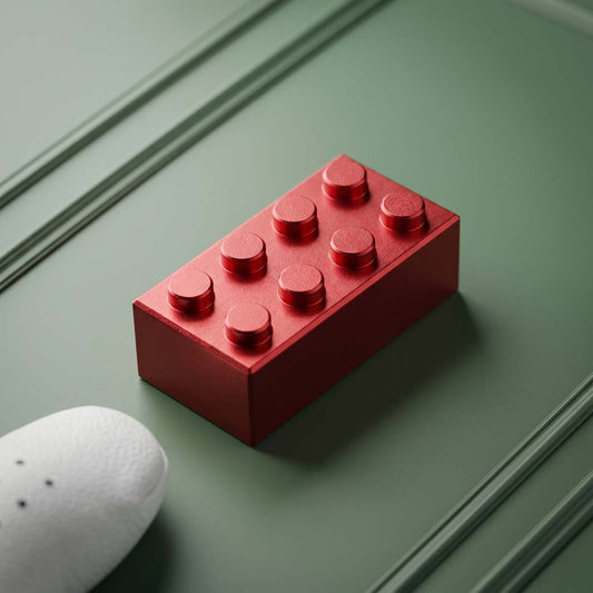 Red Brix golf ball marker milled from 7075 aluminum with anodized red brick design by Kraken Golf
