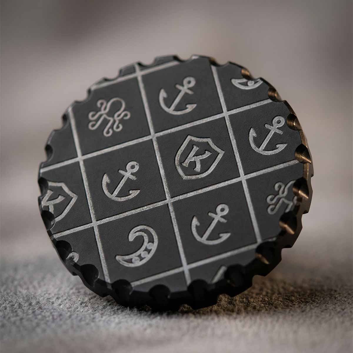 Signal Skull Marker back view - repeating Kraken pattern