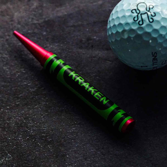 Kraken Golf's infamous crayon pitch tool in watermelon tones