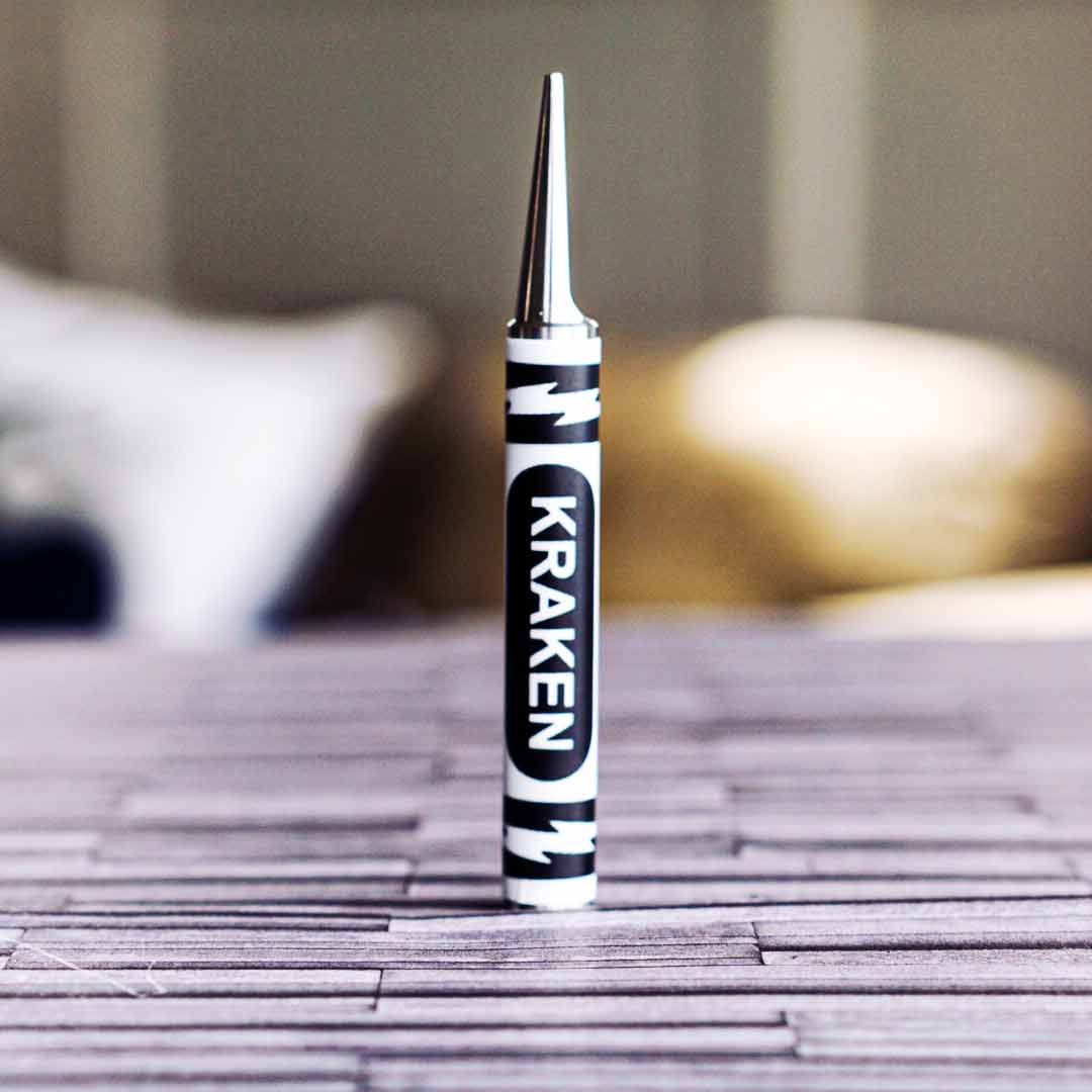 Kraken Golf stainless pitch tool with vinyl crayon label