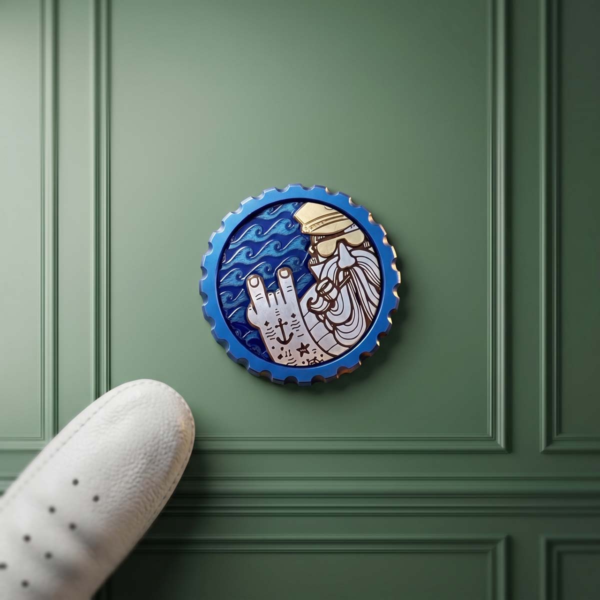 Kraken Golf Watcher ball marker, Southampton 2026 on a green background.