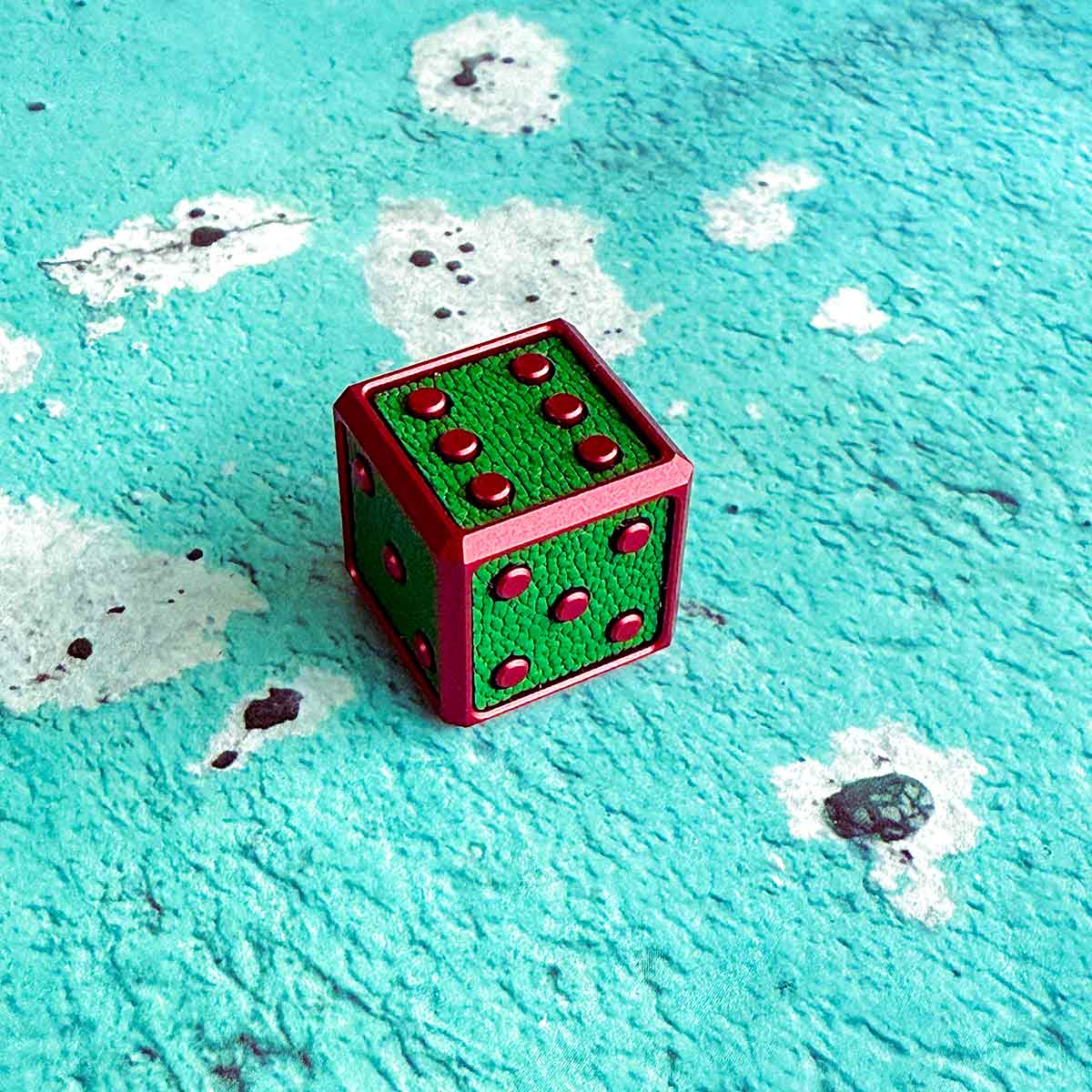 Modern aluminum golf die with hot pink and green colorway