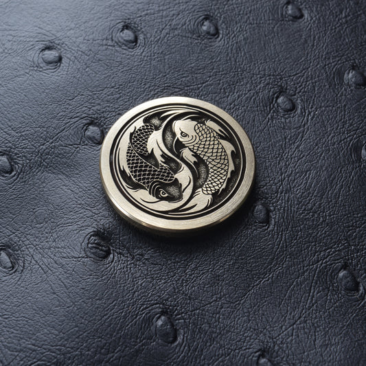 Koi Yin and Yang Ball Marker - Brass - 1st Edition - Kraken Golf