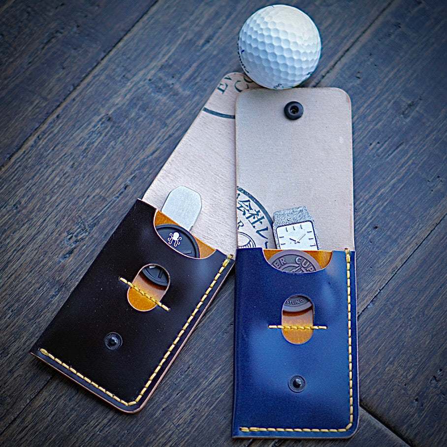 Norman Snap Leather Tool Holder - Brown/Blue Shell Cordovan