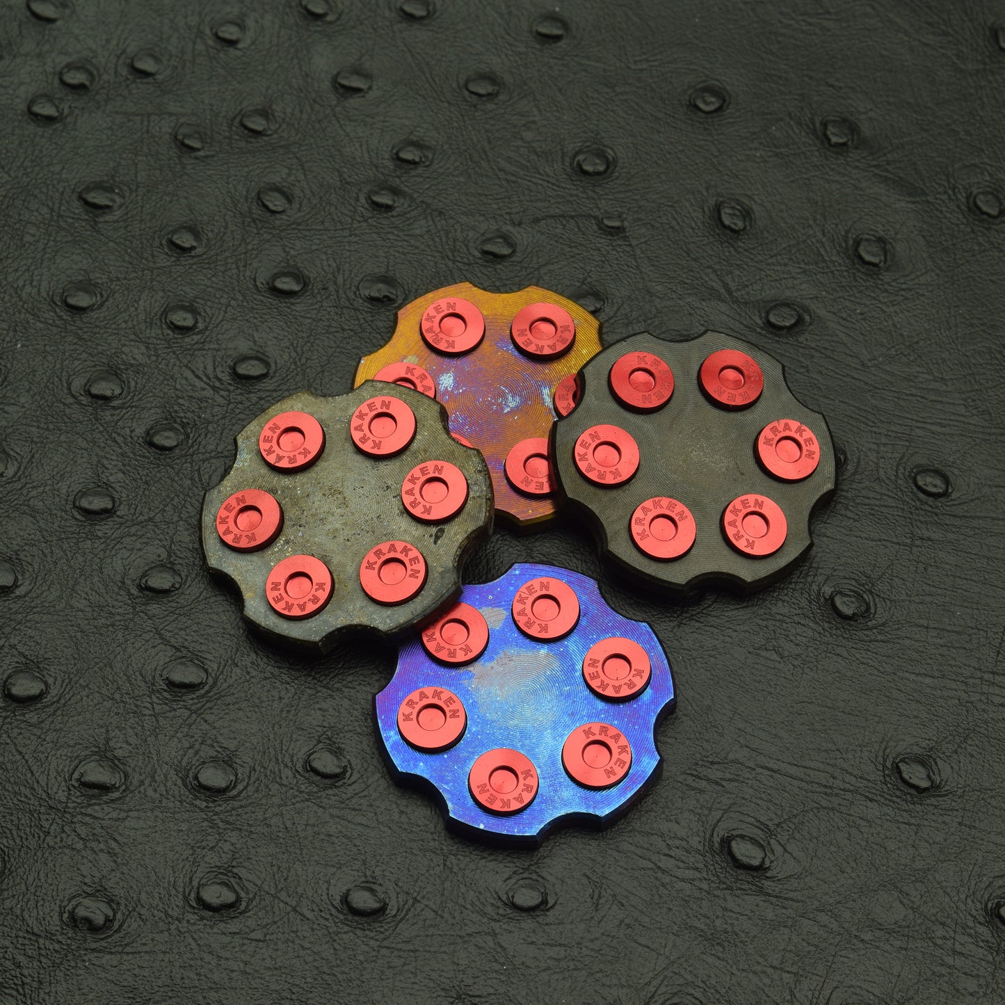 XMAS Revolver Ball Marker - Titanium with Red Anodized Inlays