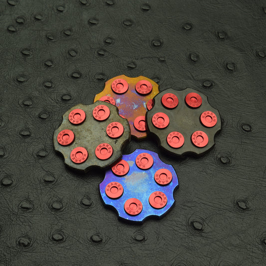 XMAS Revolver Ball Marker - Titanium with Red Anodized Inlays